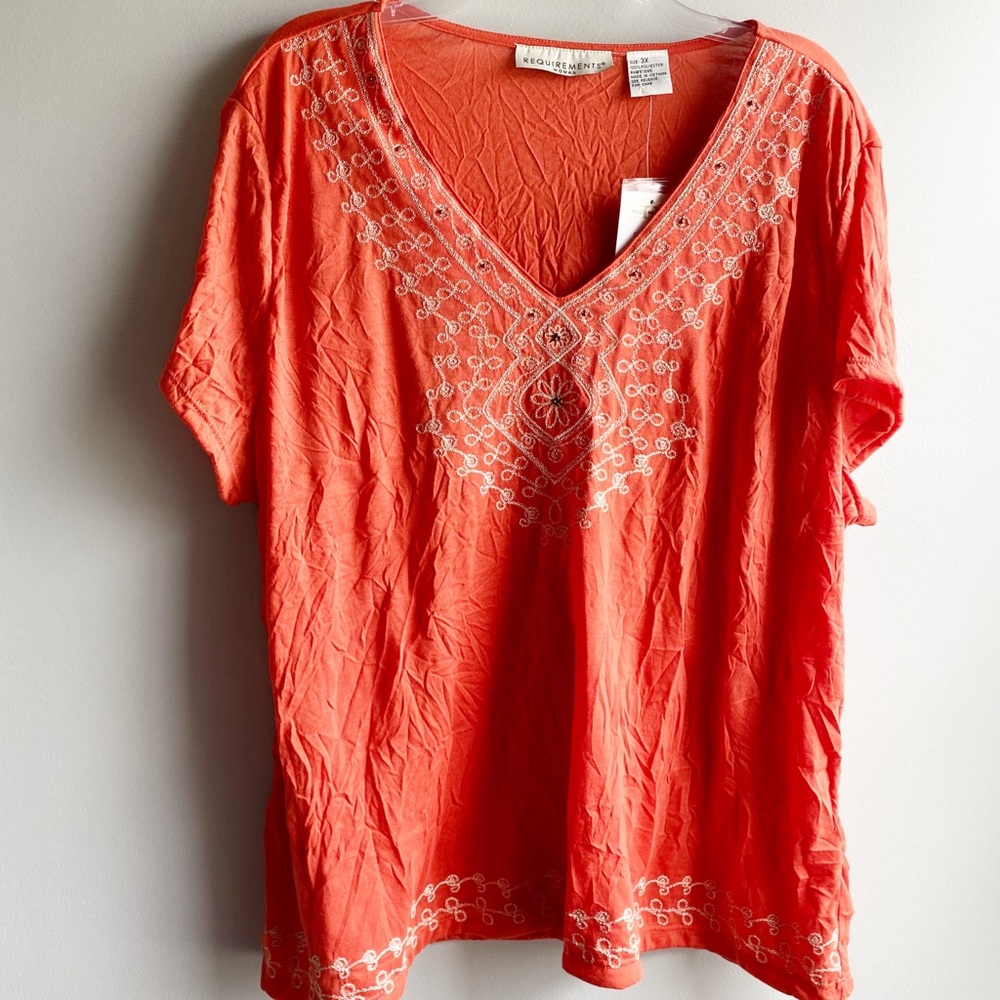 Requirements / Orange Top w/ embroidery - 3X (NWT)